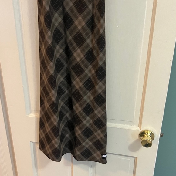 Minga London 90s strappy plaid midaxi slip dress in brown grunge medium - Picture 6 of 10